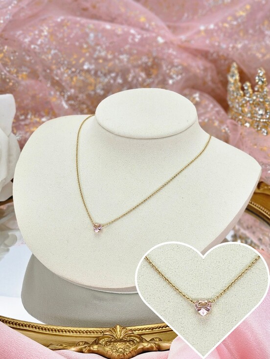 Nadri Jewelry - Nadri Heart Pendant Necklace Pink Gold Plated Minimalist Love Dainty Formal Gift